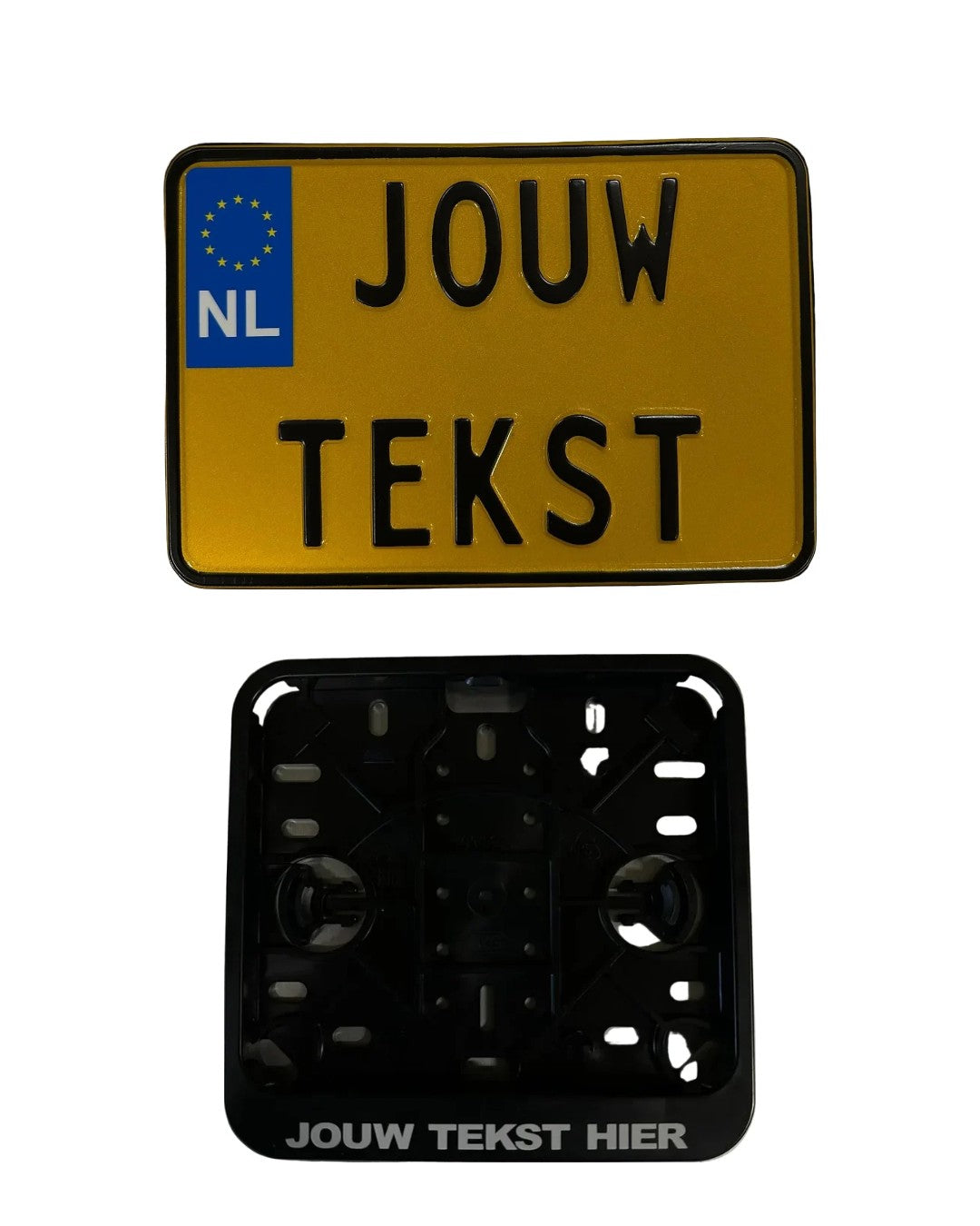 Combideal kenteken eigen tekst met wegklapkenteken